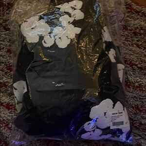 Black and White denim tear hoodie